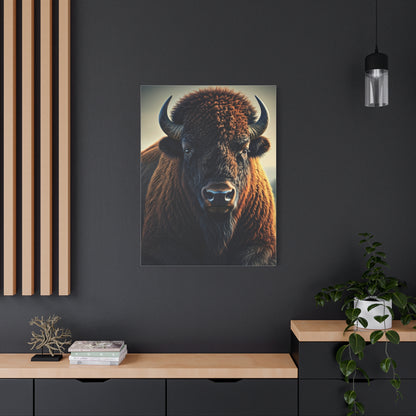 Classic Frontal American Bison Portrait Wall Art & Canvas Print