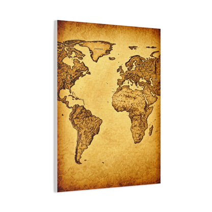 Vintage Portrait Sketch Map Background Wall Art & Canvas Print