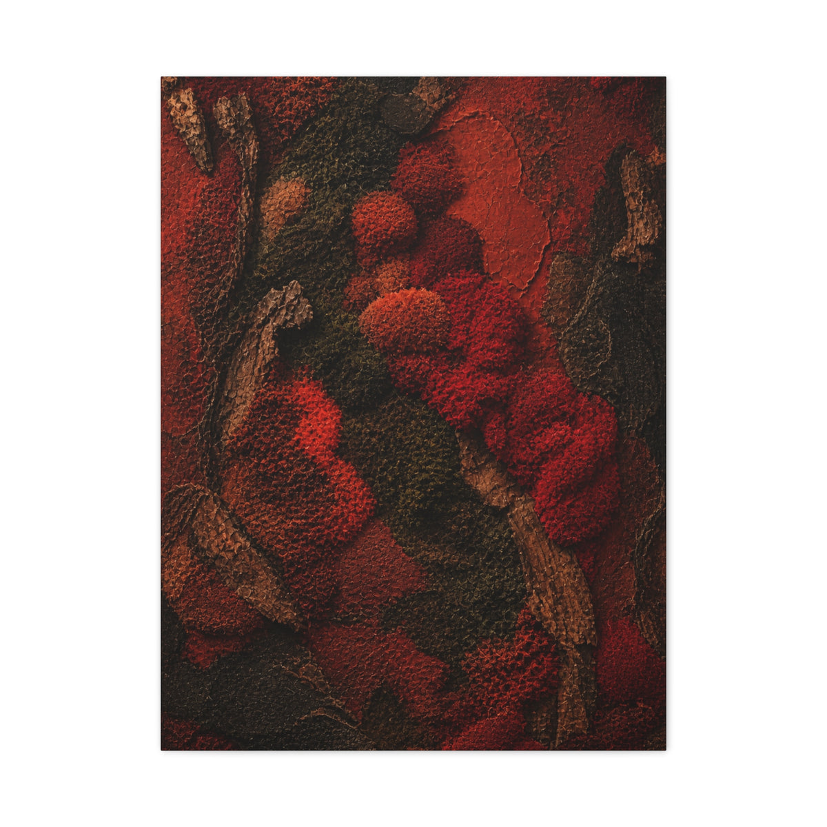 Biophilic Red Moss Texture Wall Art & Canvas Print