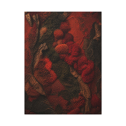 Biophilic Red Moss Texture Wall Art & Canvas Print