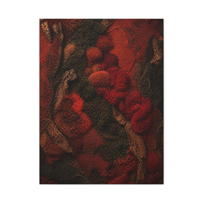 Biophilic Red Moss Texture Wall Art & Canvas Print