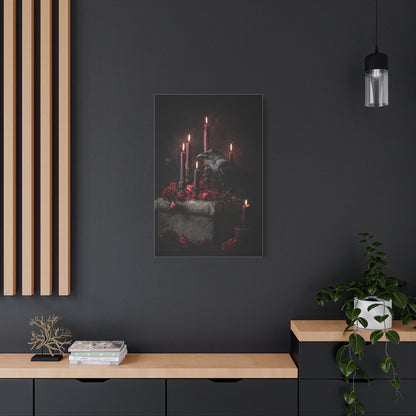 Raven with Candles and Crimson Roses Wall Art & Canvas Print