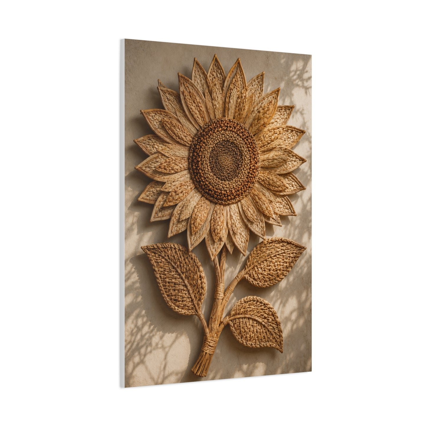 Handwoven Natural Sunflower Textile Wall Art & Canvas Print