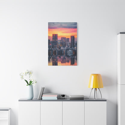 Tokyo Skyline Twilight Reflection Wall Art & Canvas Print
