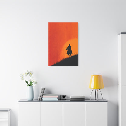 Cowboy Sunset Ridge Silhouette Wall Art & Canvas Print