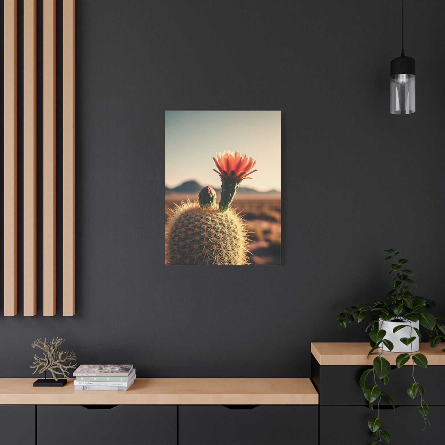 Golden Hour Desert Cactus Blossom Wall Art & Canvas Prints