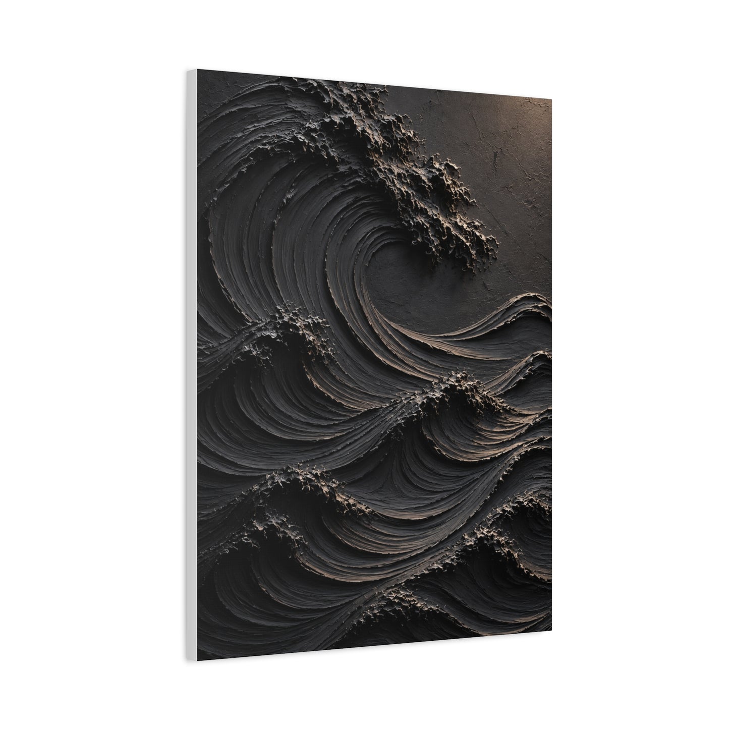 Matte Black Sculptural Ocean Motion Wall Art & Canvas Print