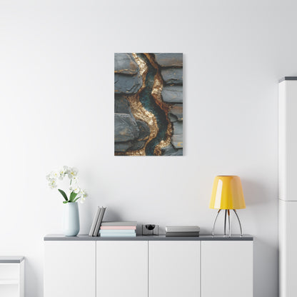 Black and Gold Abstract River Texture Wall Art & Canvas Print