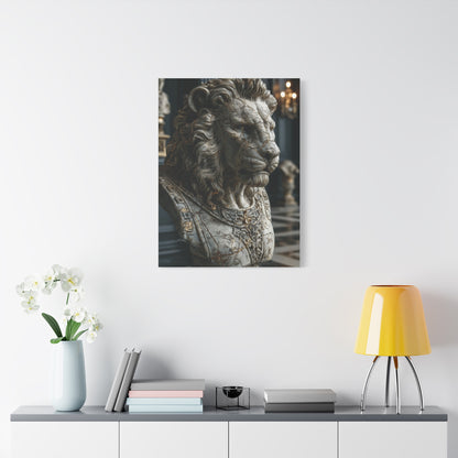 Marble Lion Bust Royal Sculpture Wall Art & Canvas Print