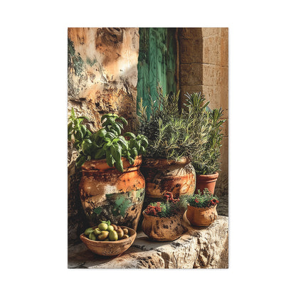 Mediterranean Herb Garden Still Life Wall Art & Canvas Print