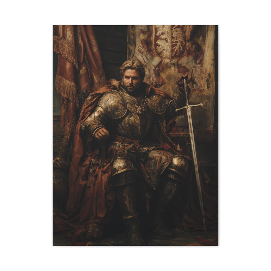 Medieval King on the Royal Throne Wall Art & Canvas Print