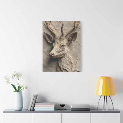 Rustic Stone Deer Relief Wall Art & Canvas Print