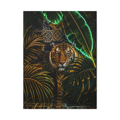 Neon Jungle Tiger Luxe Statement Tropical Wall Art & Canvas Print
