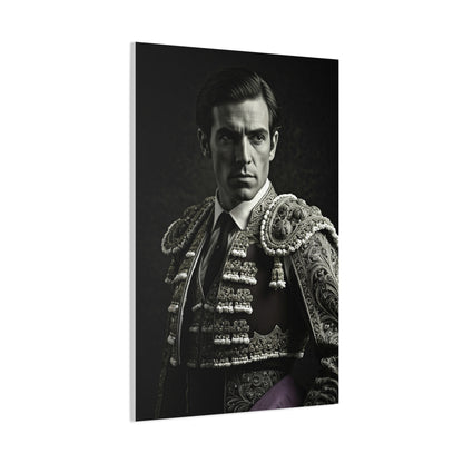 Stoic Warrior in Armor Black & White Wall Art & Canvas Prints