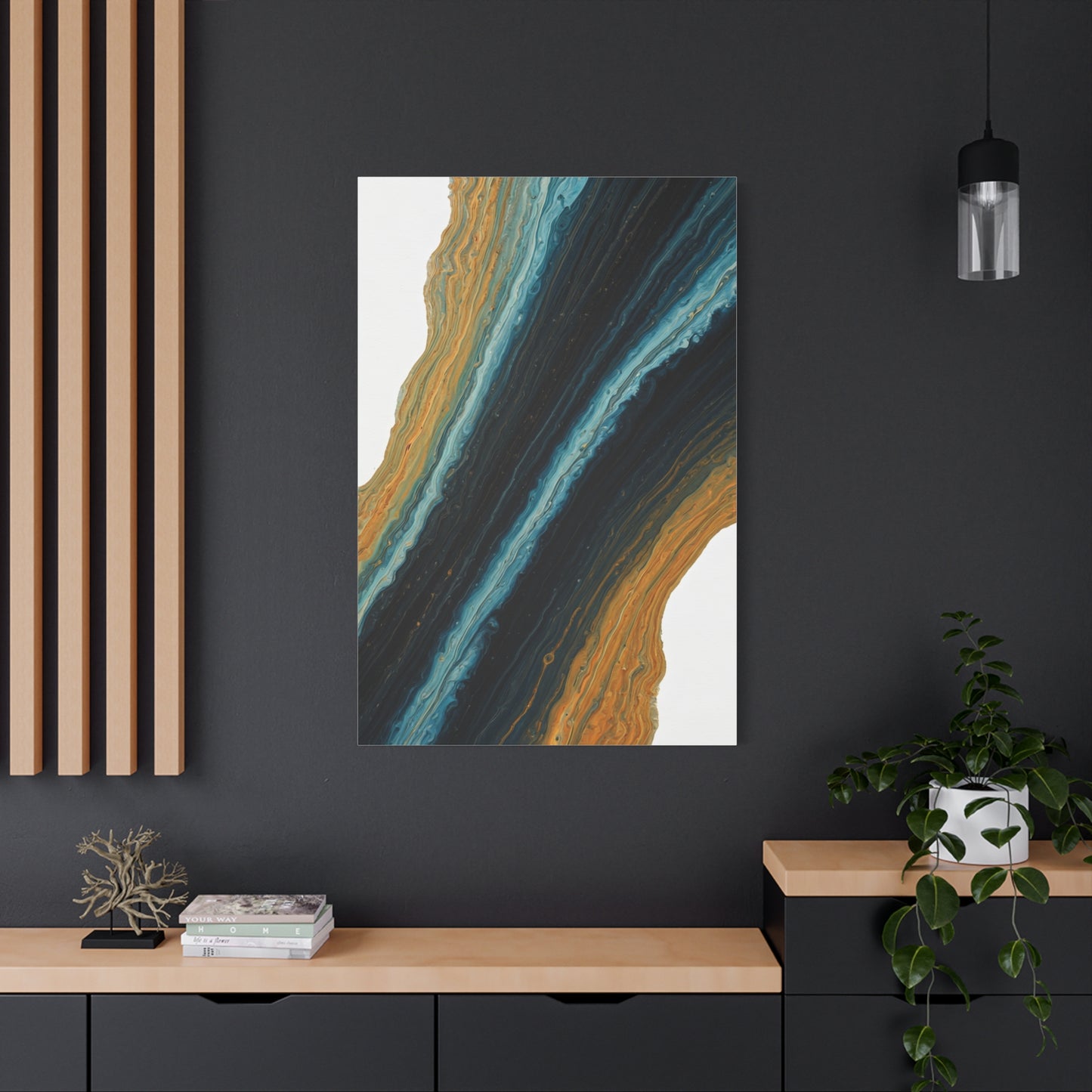 Blue and Gold Stone Flow Abstract Wall Art & Canvas Prints