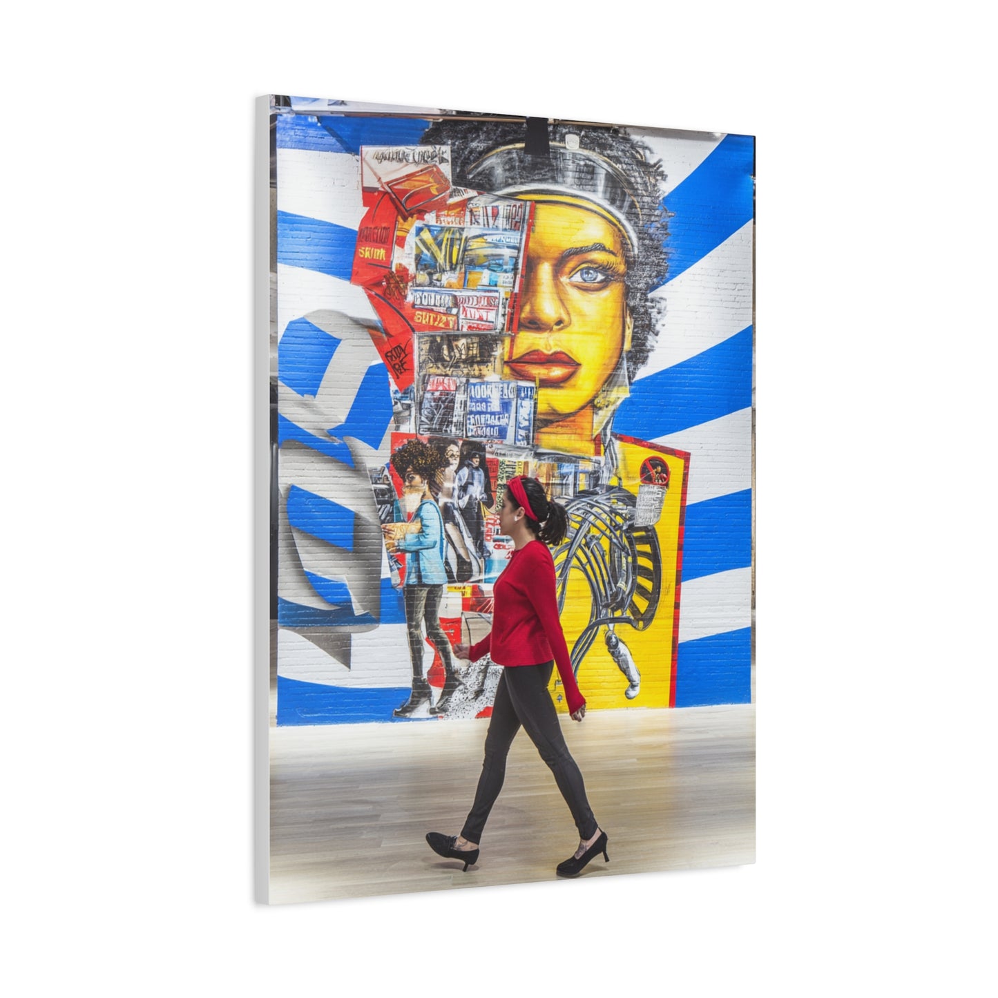 Urban Collage Mural Portrait Wall Art & Canvas Print