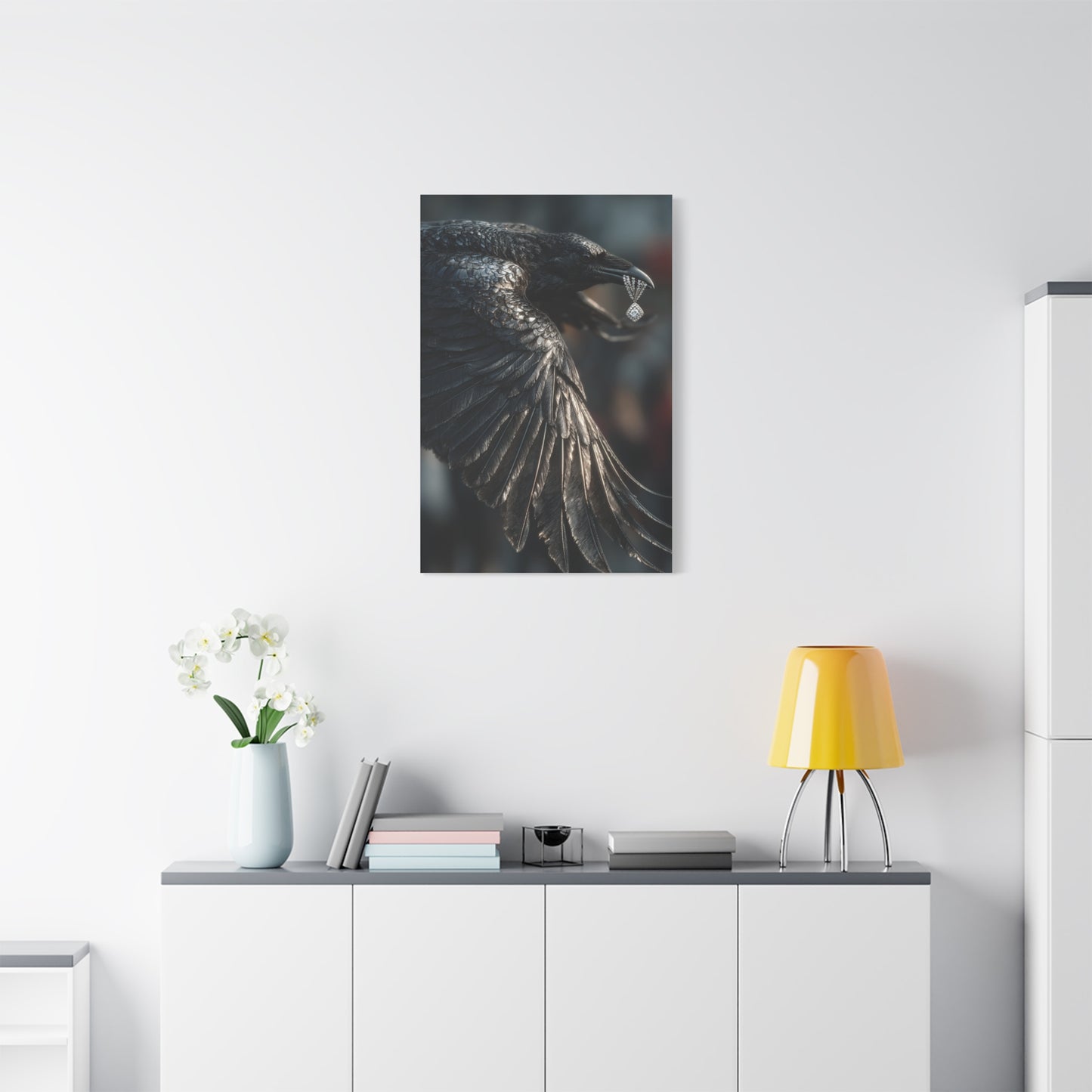 Crow Stealing Diamond Earring Wall Art & Canvas Print