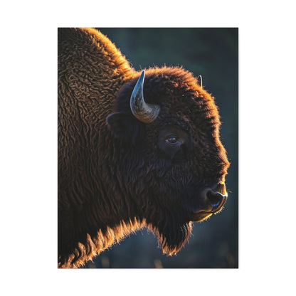 Backlit Bison Silhouette with Glowing Fur Edges Wall Art & Canvas Print