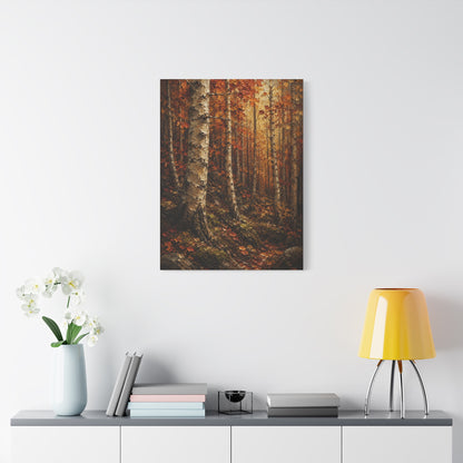 Autumn Birch Forest Painterly Path Trees Wall Art & Canvas Print