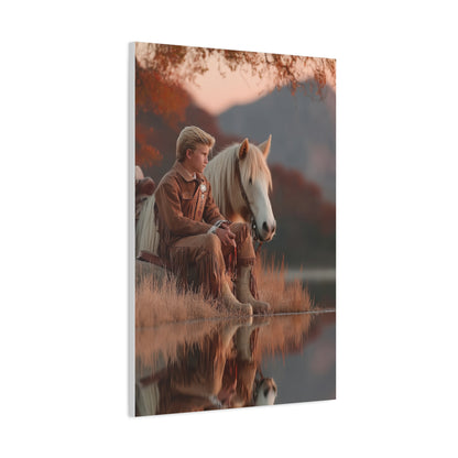 Young Cowboy by the River Wall Art & Canvas Print