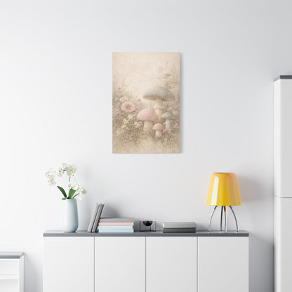 Vintage Pastel Mushroom Meadow Wall Art & Canvas Print