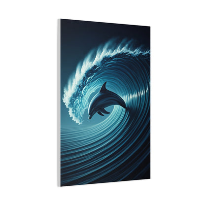 Dolphin Within Ocean Wave Motion Wall Art & Canvas Prints
