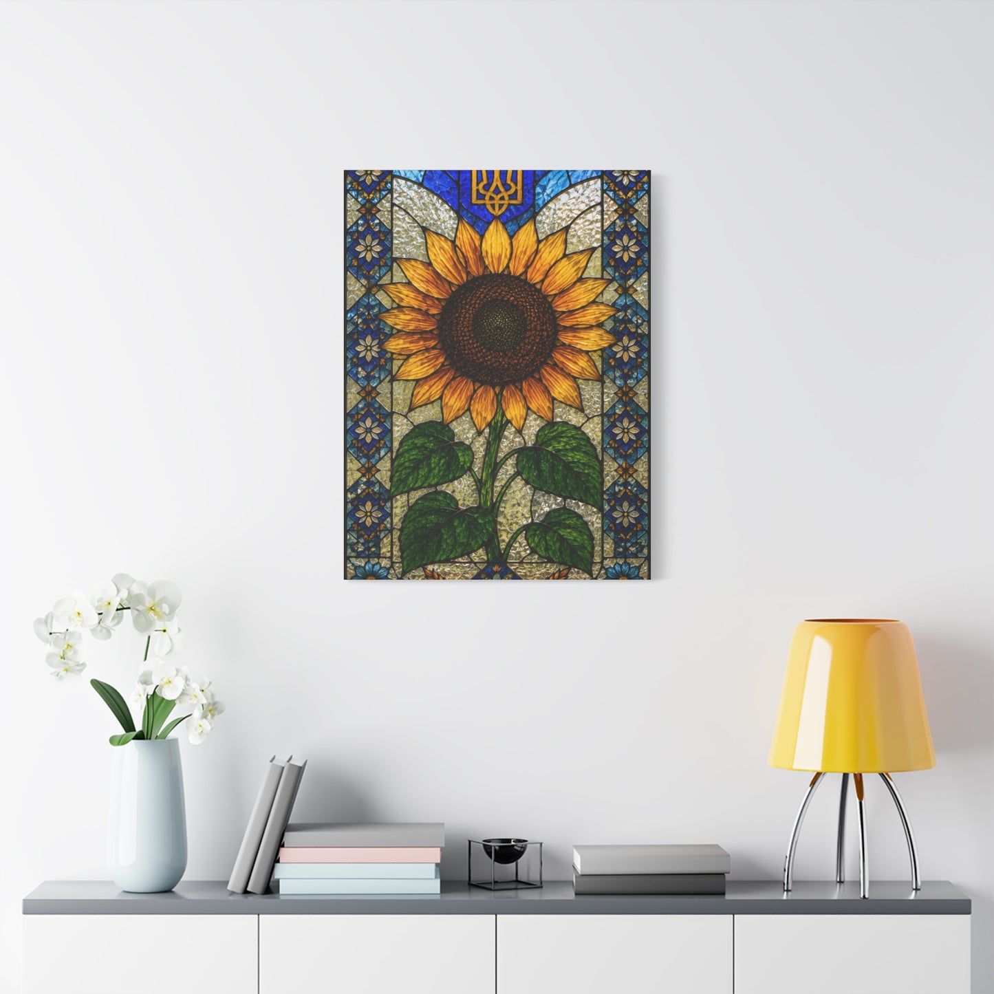 Ornate Mosaic Sunflower Heritage Wall Art & Canvas Print