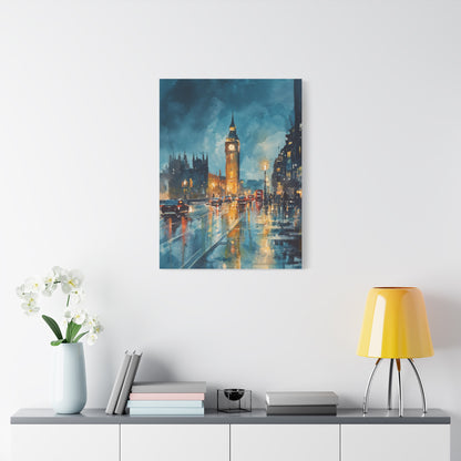 Rainy London Big Ben Reflection Wall Art & Canvas Print