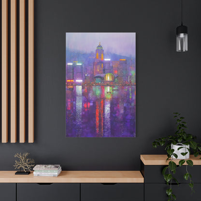 Hong Kong Skyline Neon Harbor Lights Wall Art & Canvas Print