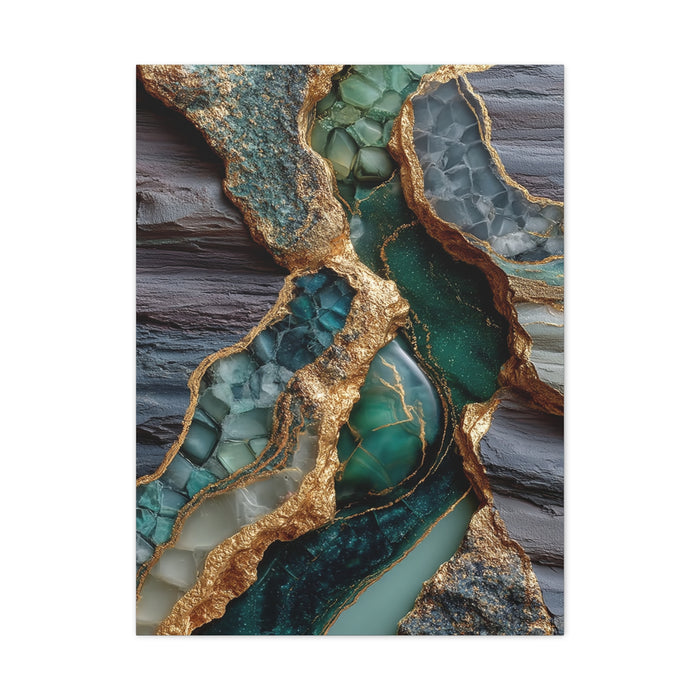 Emerald Geode Gold Vein Abstract Wall Art & Canvas Print