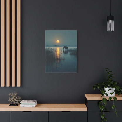 Moonlit Elephant Lake Reflection Wall Art & Canvas Print