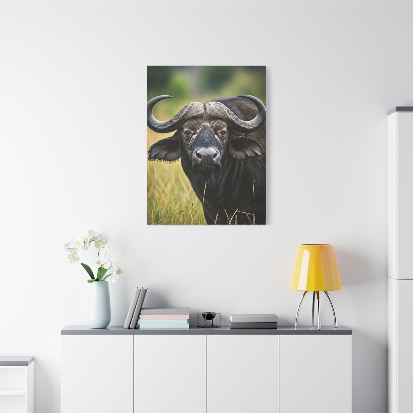 Cape Buffalo in Savannah Grassland Portrait Wall Art & Canvas Print