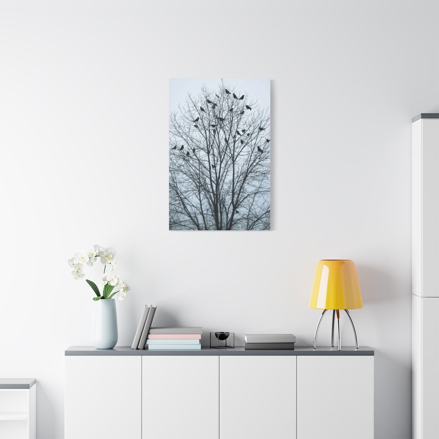 Tree of Crows Silhouette Wall Art & Canvas Print