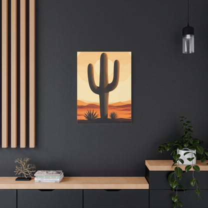 Minimal Desert Sun Saguaro Illustration Wall Art & Canvas Prints