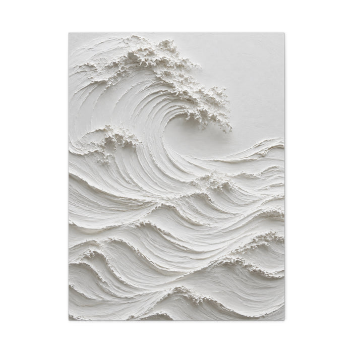 Minimal White Sculptural Wave Texture Wall Art & Canvas Print