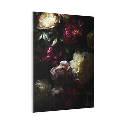 Luminous Peonies on Dark Background Wall Art & Canvas Print
