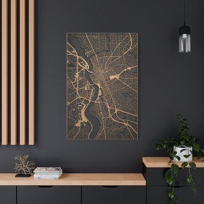 Laser-Cut City Map Relief Wall Art & Canvas Print
