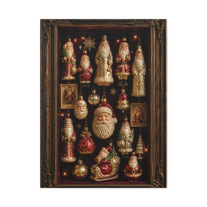 Antique Glass Santa Ornament Shadowbox Wall Art & Canvas Print