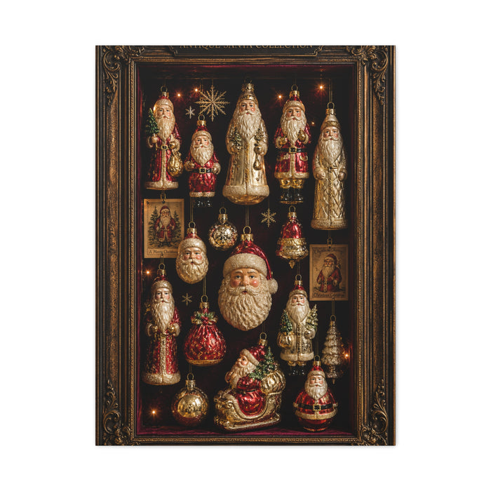 Antique Glass Santa Ornament Shadowbox Wall Art & Canvas Print