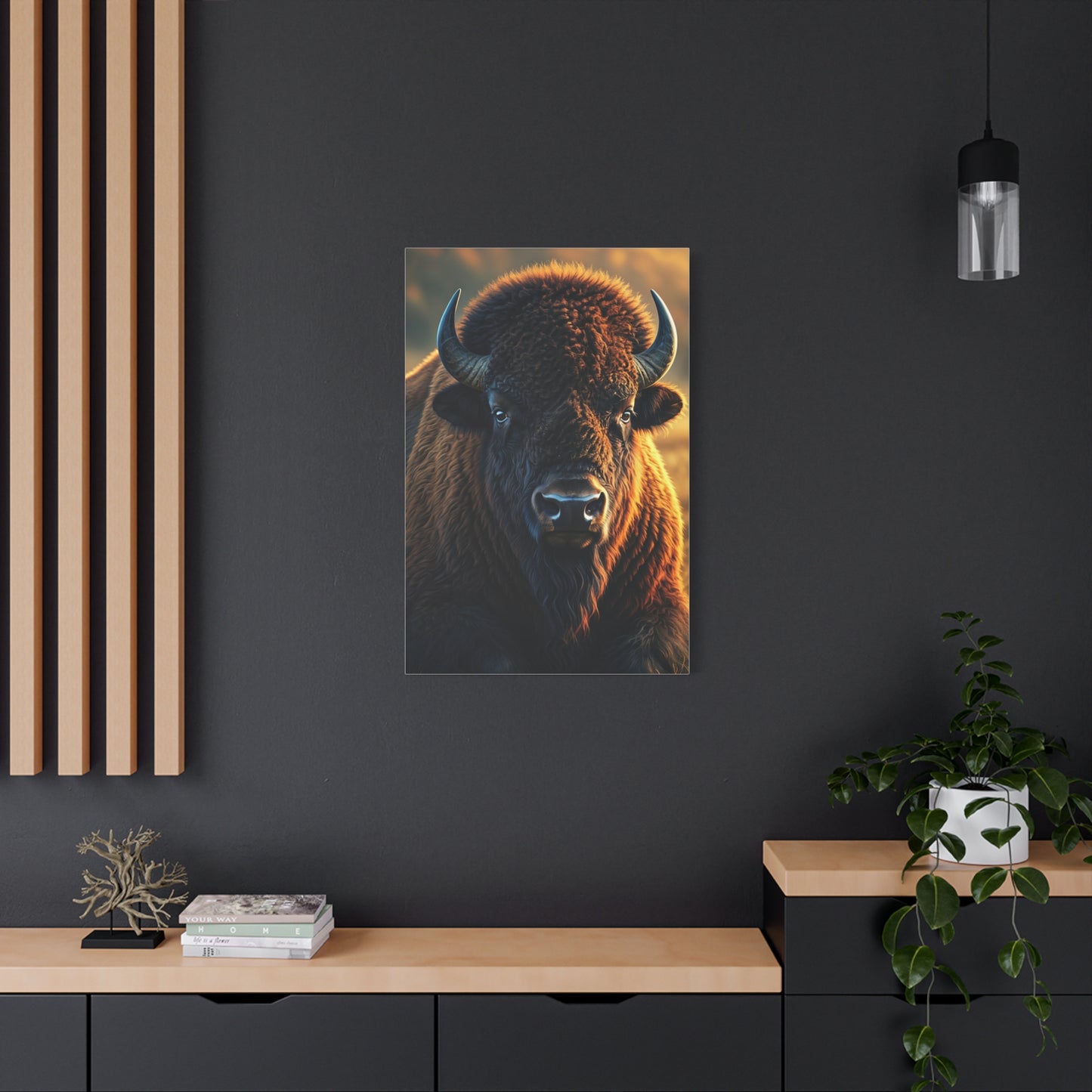 Warm Copper-Toned American Bison Portrait Wall Art & Canvas Print