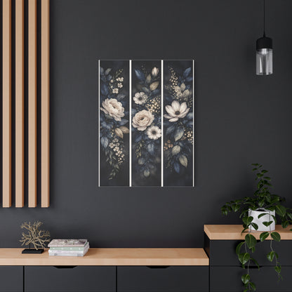 Navy Botanical Floral Triptych Wall Art & Canvas Print