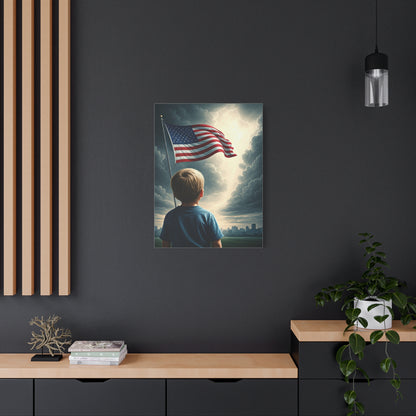Child Watching the Flag of Tomorrow Wall Art & Canvas Prints