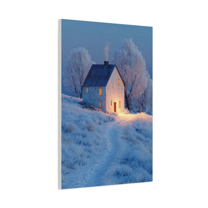Winter Farmhouse Blue Hour Wall Art & Canvas Print