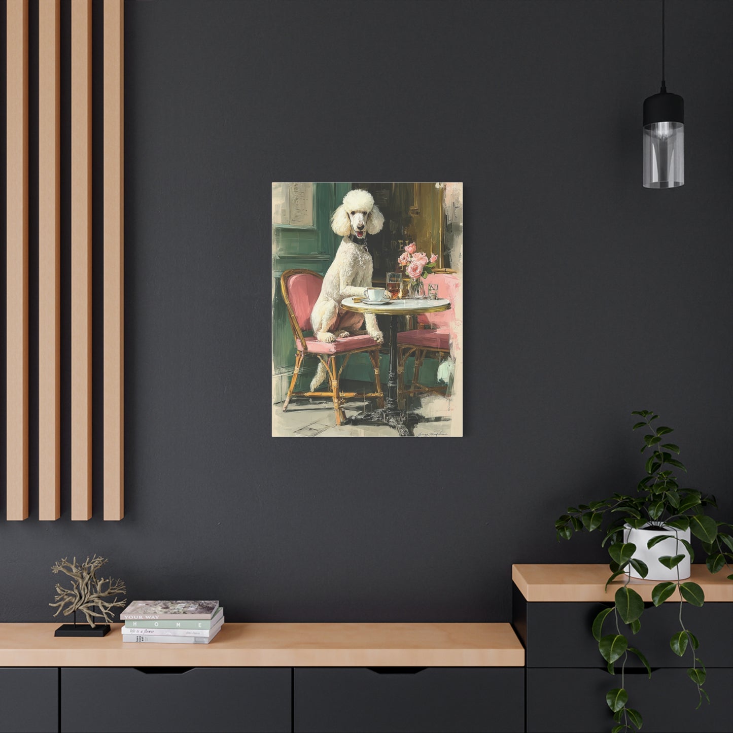 Paris Café Poodle Portrait Wall Art & Canvas Print