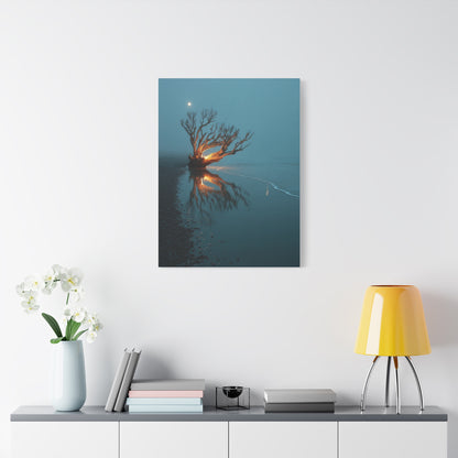 Moonlit Driftwood Shore Wall Art & Canvas Print
