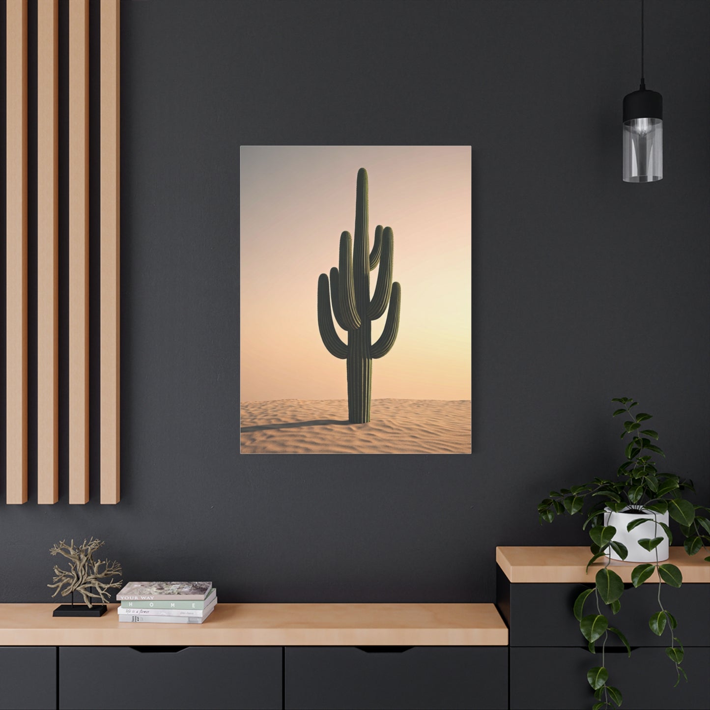 Minimalist Saguaro Desert Sunset Wall Art & Canvas Prints