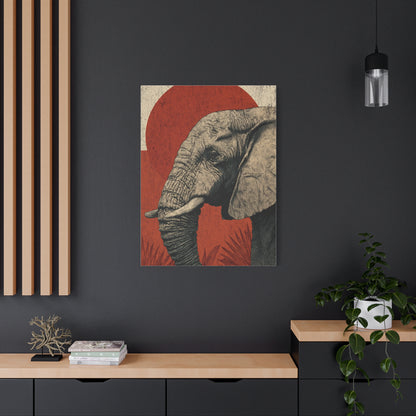 Minimal Boho Elephant Line Portrait Wall Art & Canvas Print
