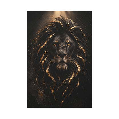 Black & Gold Lion Royal Portrait Wall Art & Canvas Print