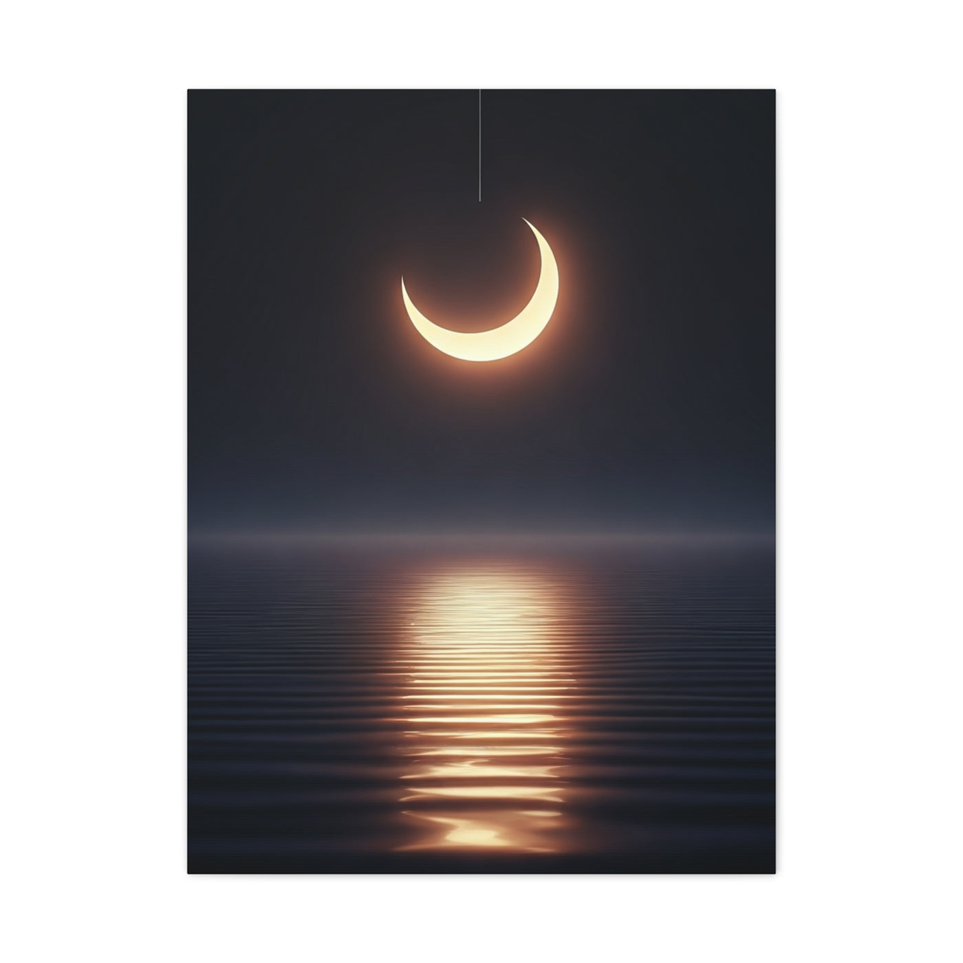 Crescent Moon Reflection Over Calm Water Wall Art & Canvas Prints