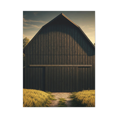 Minimal Rustic Barn Under Evening Sky Wall Art & Canvas Prints